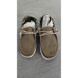 Hey Dude Wendy Rosemary Women Natural Canvas Casual Shoes Sz 9